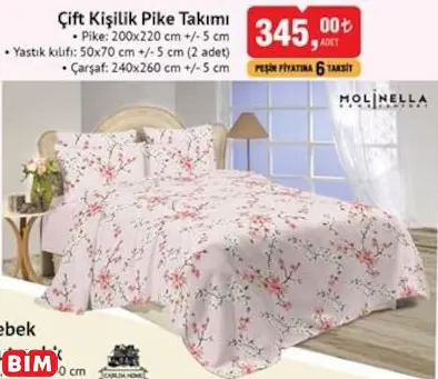 MOLİNELLA ÇİFT KİŞİLİK PİKE TAKIMI